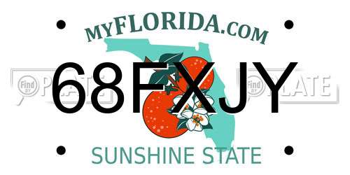 68FXJY Florida License Plate