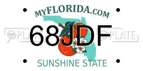 68JDF Florida License Plate