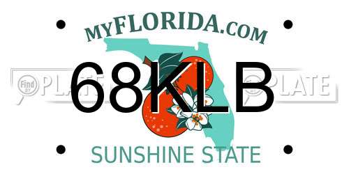 68KLB Florida License Plate