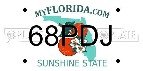 68PDJ Florida License Plate