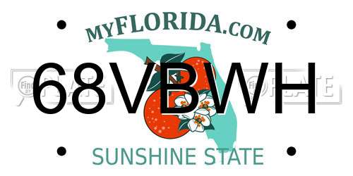 68VBWH Florida License Plate