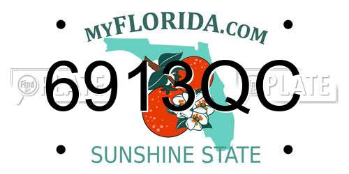 6913QC Florida License Plate