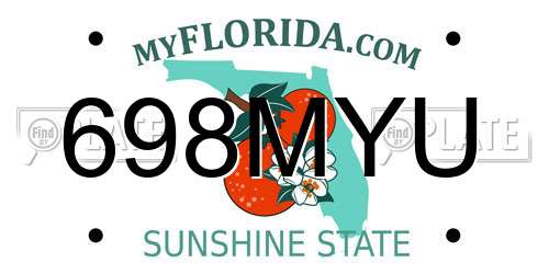 698MYU Florida License Plate