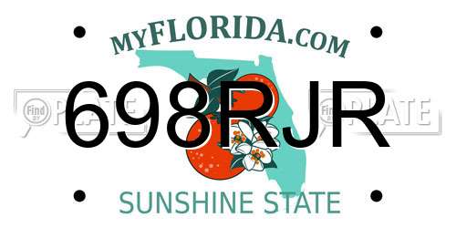 698RJR Florida License Plate