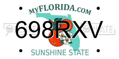 698RXV Florida License Plate