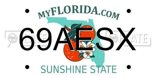 69AESX Florida License Plate