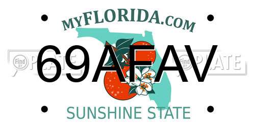 69AFAV Florida License Plate