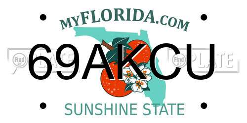 69AKCU Florida License Plate