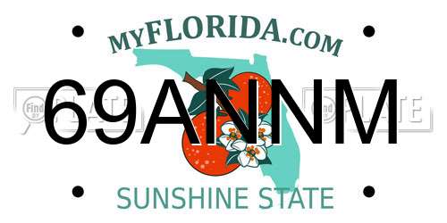 69ANNM Florida License Plate