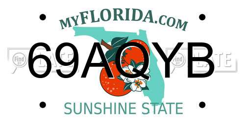 69AQYB Florida License Plate