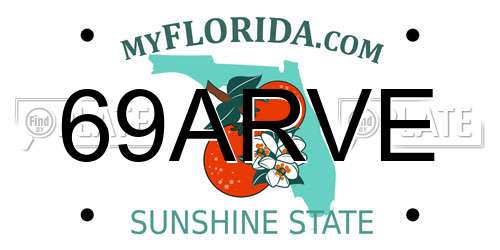 69ARVE Florida License Plate