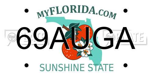 69AUGA Florida License Plate