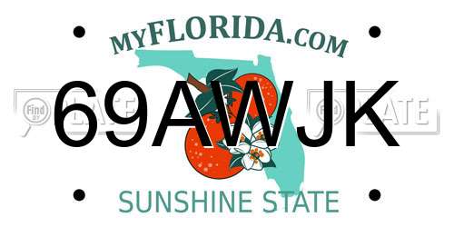 69AWJK Florida License Plate