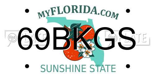 69BKGS Florida License Plate