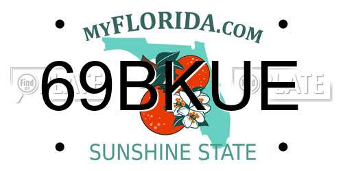 69BKUE Florida License Plate