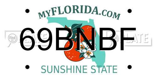 69BNBF Florida License Plate