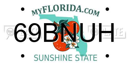 69BNUH Florida License Plate