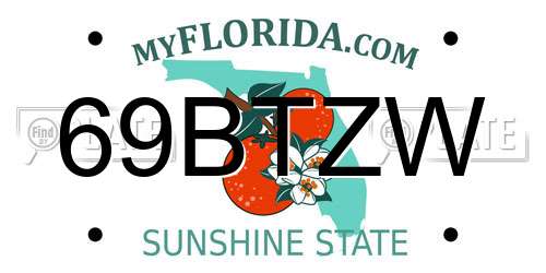 69BTZW Florida License Plate