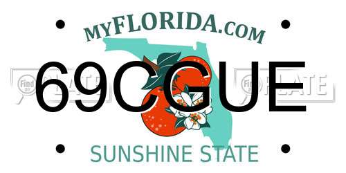 69CGUE Florida License Plate