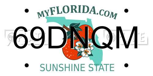 69DNQM Florida License Plate