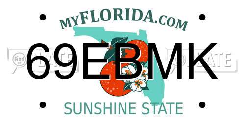 69EBMK Florida License Plate