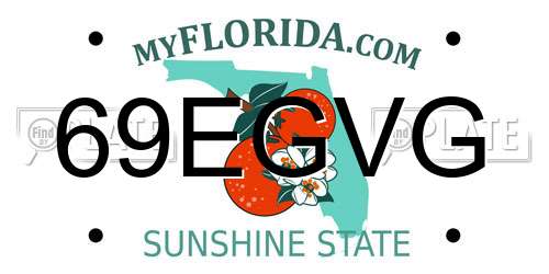 69EGVG Florida License Plate