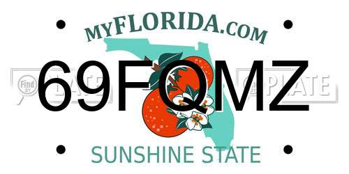 69FQMZ Florida License Plate