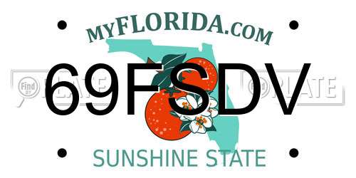 69FSDV Florida License Plate