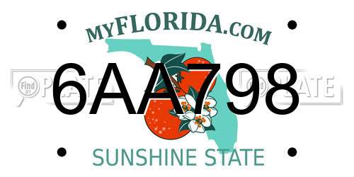 6AA798 Florida License Plate