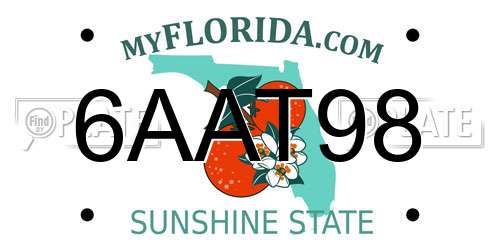 6AAT98 Florida License Plate