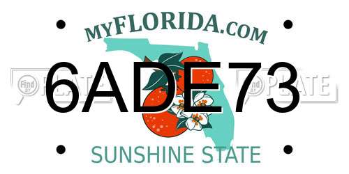 6ADE73 Florida License Plate