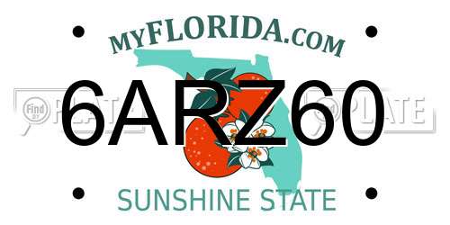 6ARZ60 Florida License Plate