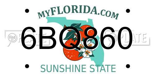 6BQ860 Florida License Plate