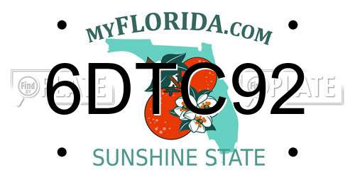 6DTC92 Florida License Plate