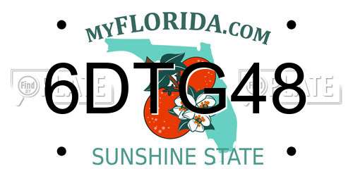 6DTG48 Florida License Plate