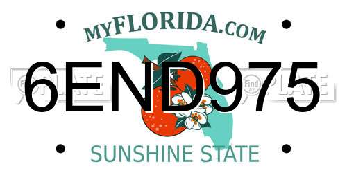 6END975 Florida License Plate