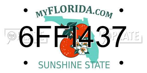 6FFI437 Florida License Plate