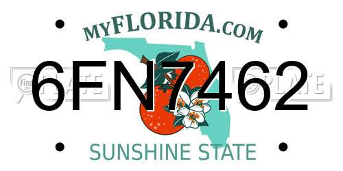 6FN7462 Florida License Plate