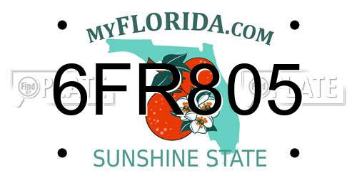 6FR805 Florida License Plate