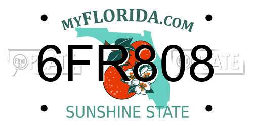 6FR808 Florida License Plate