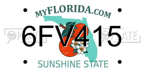 6FV415 Florida License Plate
