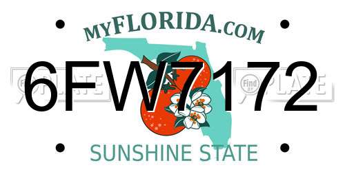 6FW7172 Florida License Plate