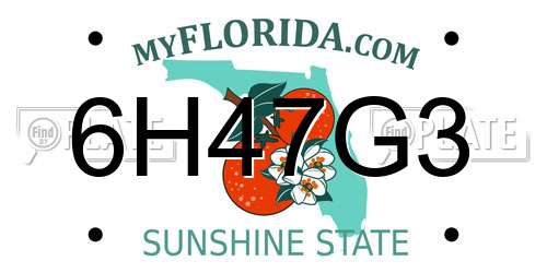 6H47G3 Florida License Plate