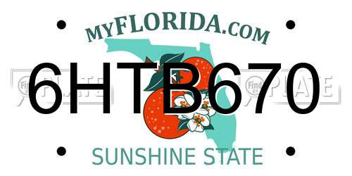 6HTB670 Florida License Plate