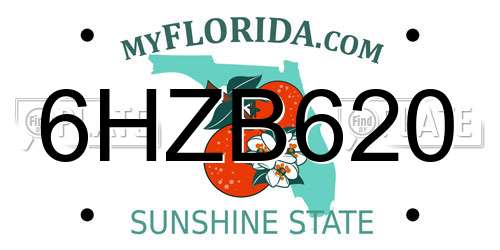 6HZB620 Florida License Plate