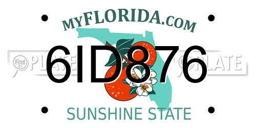 6ID876 Florida License Plate