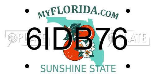 6IDB76 Florida License Plate
