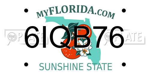 6IQB76 Florida License Plate