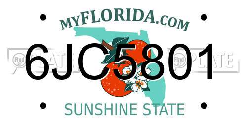 6JC5801 Florida License Plate