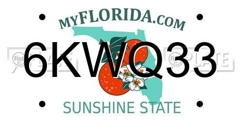 6KWQ33 Florida License Plate